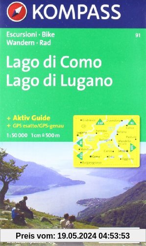Kompass Karten, Lago di Como, Lago di Lugano: Wandern / Rad. Escursioni / bike. GPS-genau (Aqua3 Kompass)